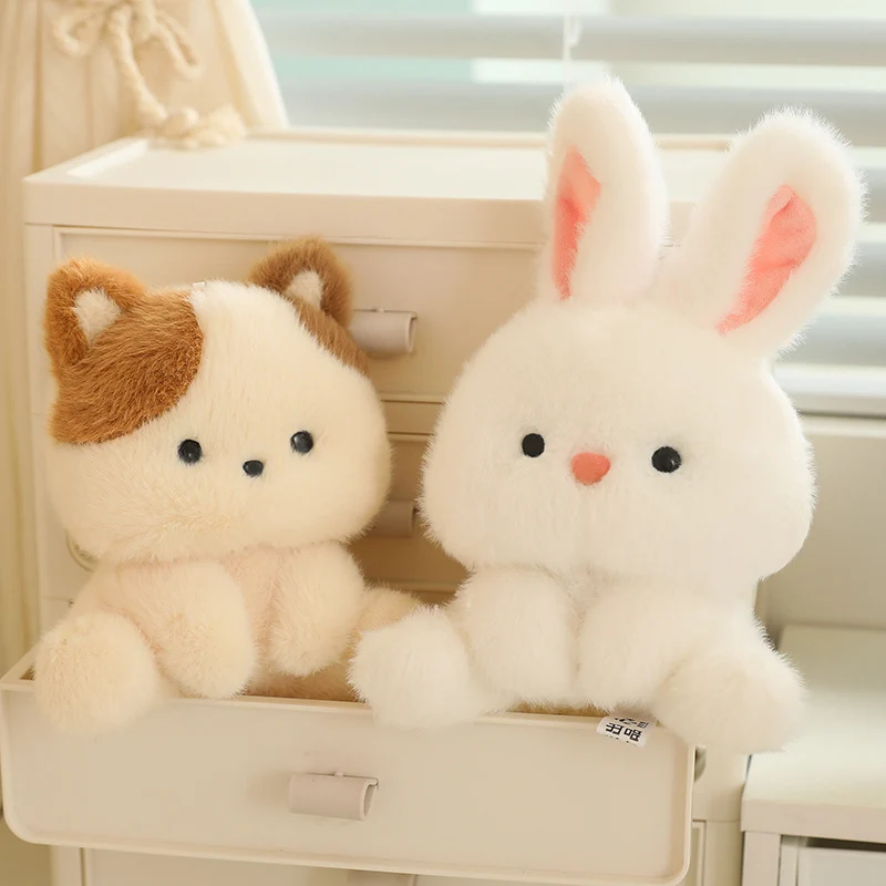 Mini Cartoon Stuffed Animal Little Kitten Elephant Green Duck Monkey Fluffly Fox Plush Toy Desktop Ornam Learning Accompany Doll - Image 2