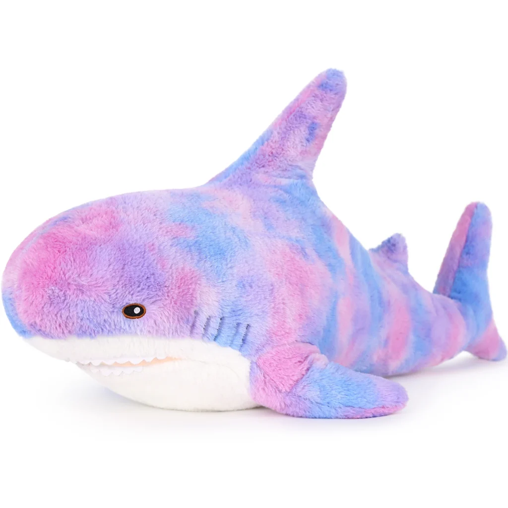 Purple Giant Shark Plush Toy - Soft Comforter and Stress Relief Pillow
